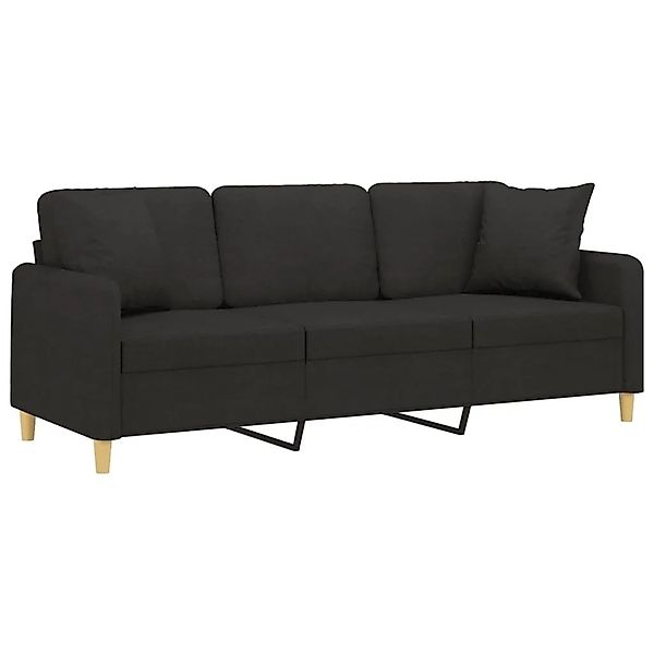 vidaXL 3-Sitzer-Sofa mit Zierkissen Schwarz 180 cm Stoff 3200921 günstig online kaufen