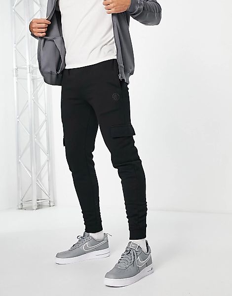 Soul Star – Eng geschnittene Jogginghose in Schwarz mit Cargo-Tasche günstig online kaufen