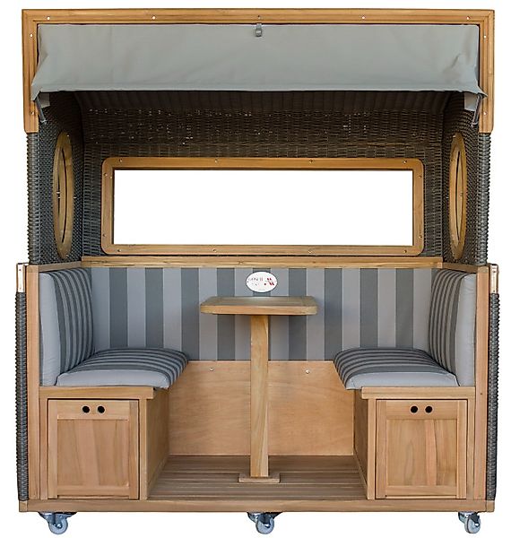 Gosch-Lounge Strandkorb 6-Sitzer Teak durchgeflochten PE Grey ERA Dessin 98 günstig online kaufen