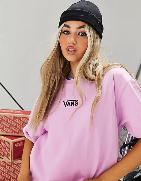 Vans – Centre Vee – T-Shirt-Kleid in Lila günstig online kaufen