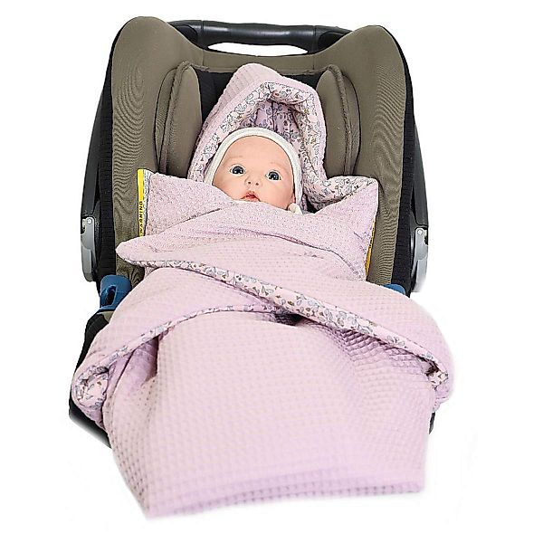 Babydecke Einschlagdecke Waffelmuster mauve/Blumenranken rosa, HOBEA-German günstig online kaufen