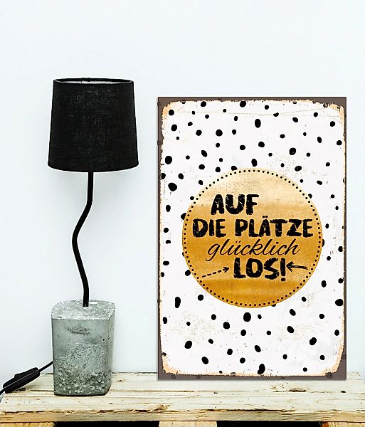 queence Metallbild "Glücklich los", (1 St.), Stahlschild, Blechschild, Sprü günstig online kaufen