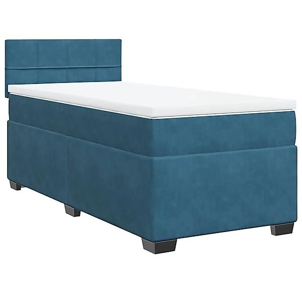 vidaXL Boxspringbett mit Matratze Blau 80x200 cm Samt 3288466 günstig online kaufen