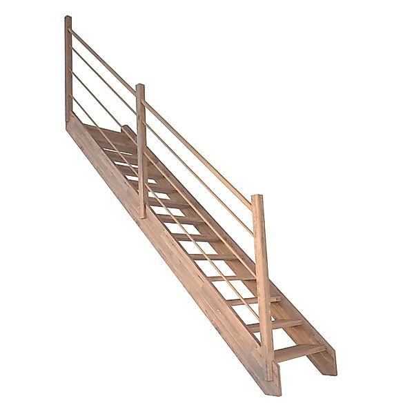 Treppe Mykonos Pro Eiche Gerade 80 cm Holz-Design-Geländer L FSC® günstig online kaufen