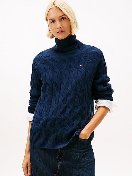 Tommy Hilfiger Rollkragenpullover SOFT WOOL CABLE ROLL-NK LS SWT mit Zopfmu günstig online kaufen