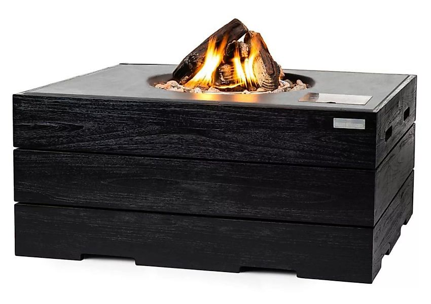 Happy Cocooning Feuertisch TEAK-Holz Black Grau rechteckig schwarz 1070 x 8 günstig online kaufen