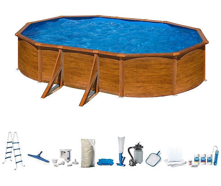 my POOL BWT Ovalpool, (Komplett-Set, 10 tlg.), in moderner Holzoptik, Höhe günstig online kaufen
