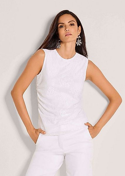 MADELEINE Kurzarmshirt Shirt Florales Design mit seitlicher Raffung, Rundha günstig online kaufen