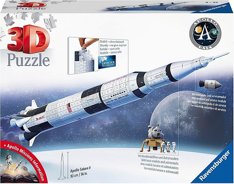 Ravensburger 3D-Puzzle Apollo Saturn V Rakete, 440 Puzzleteile, Made in Eur günstig online kaufen