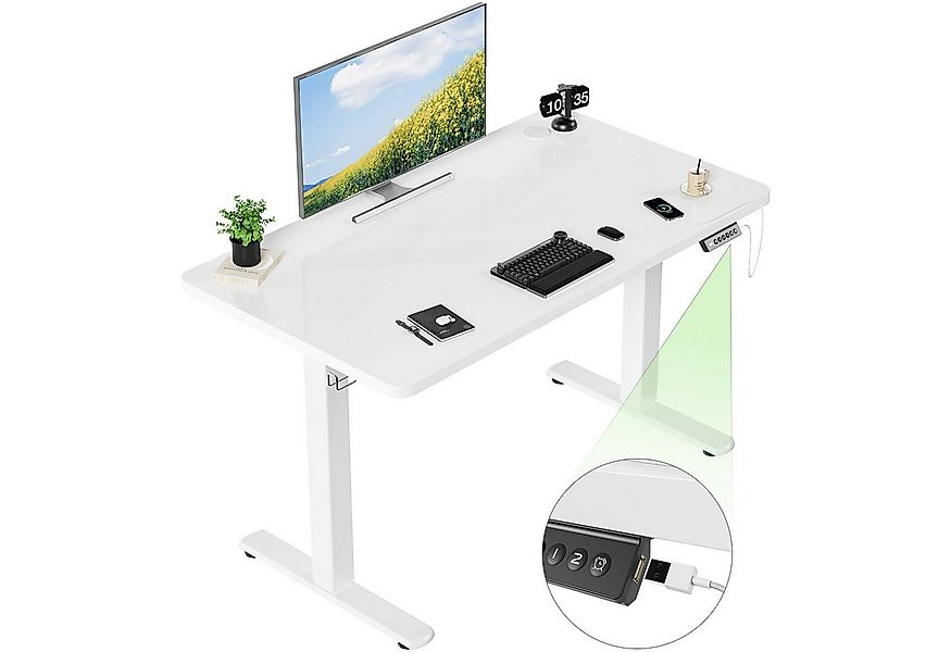Furnicopia Schreibtisch Höhenverstellbarer mit USB-Ladefunktion und Wecker- günstig online kaufen