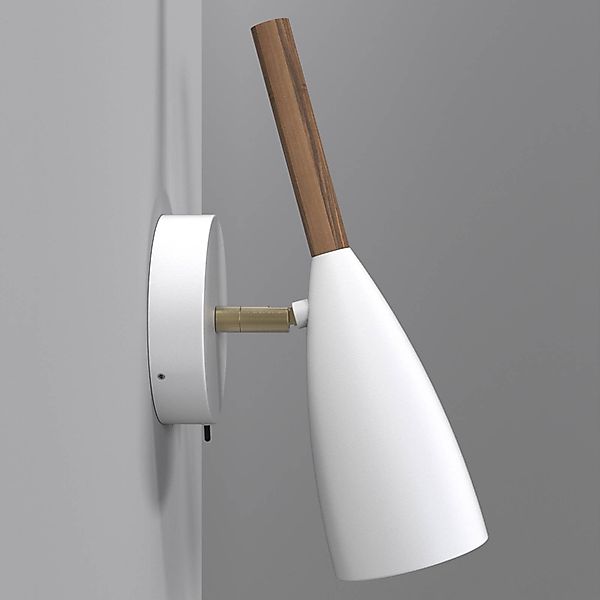 Wandleuchte Pure in Weiß mit Holzelement günstig online kaufen