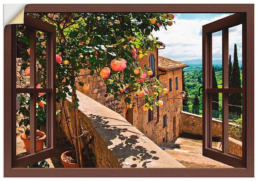 Artland Wandbild Fensterblick Rosen auf Balkon günstig online kaufen