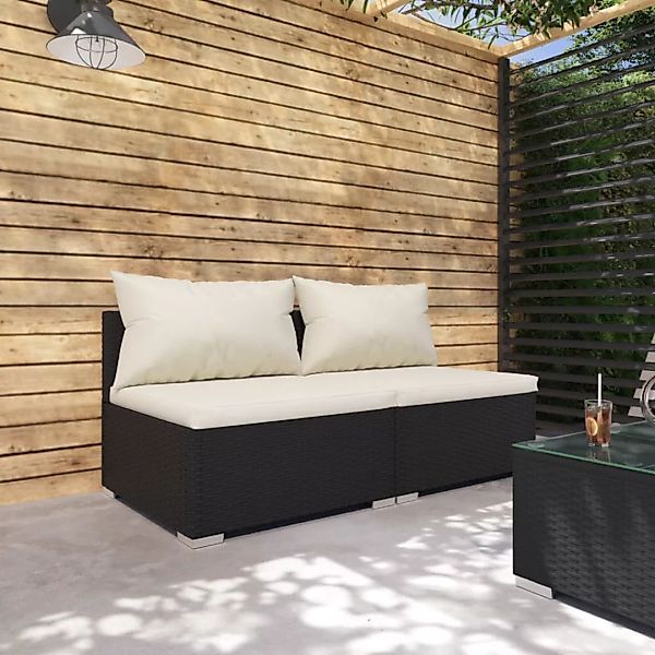 Vidaxl 2-tlg. Garten-lounge-set Mit Kissen Poly Rattan Schwarz günstig online kaufen