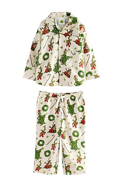 Next Pyjama Single Weihnachtsschlafanzug mit Knopfleiste günstig online kaufen