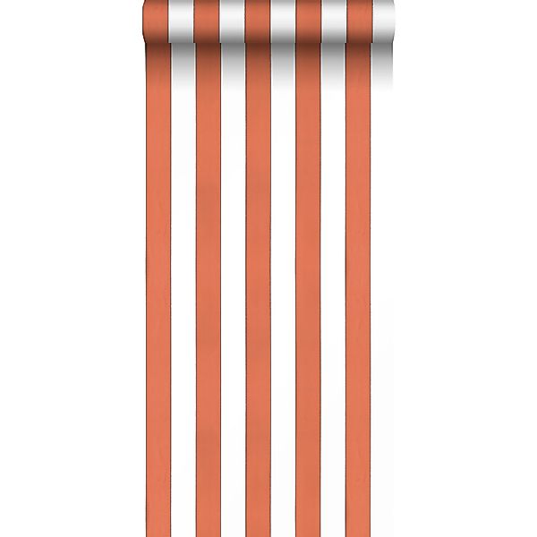Sanders & Sanders Tapete Streifen Terrakotta und Weiß 53 cm x 10.05 m günstig online kaufen