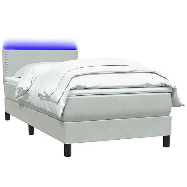 vidaXL Boxspringbett mit Matratze & LED Hellgrau 90x220 cm Samt 3316815 günstig online kaufen