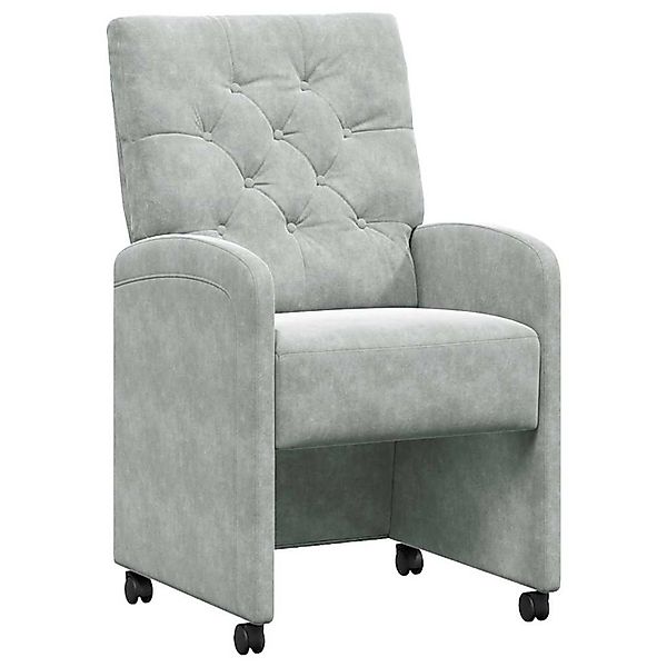 vidaXL Esszimmerstühle mit Rollen 2 Stk Hellgrau 58 x 67 x 97 cm Samt 42017 günstig online kaufen
