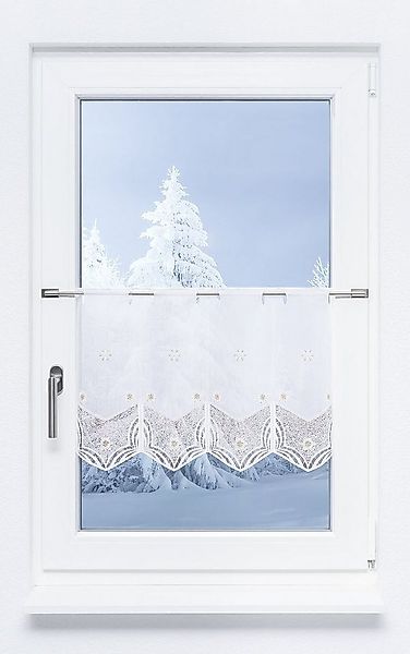 Plauener Spitze® Scheibengardine Schneeblumen (1 St), transparent, HxB 40x4 günstig online kaufen