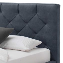 Mikrofaser Polster Bett in Blaugrau Bettkasten günstig online kaufen