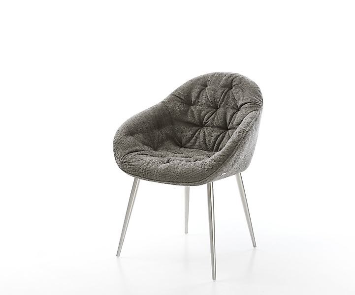 Esszimmerstuhl Gaio-Flex Bouclé Soft Schlamm 4-Fuß konisch Edelstahl günstig online kaufen