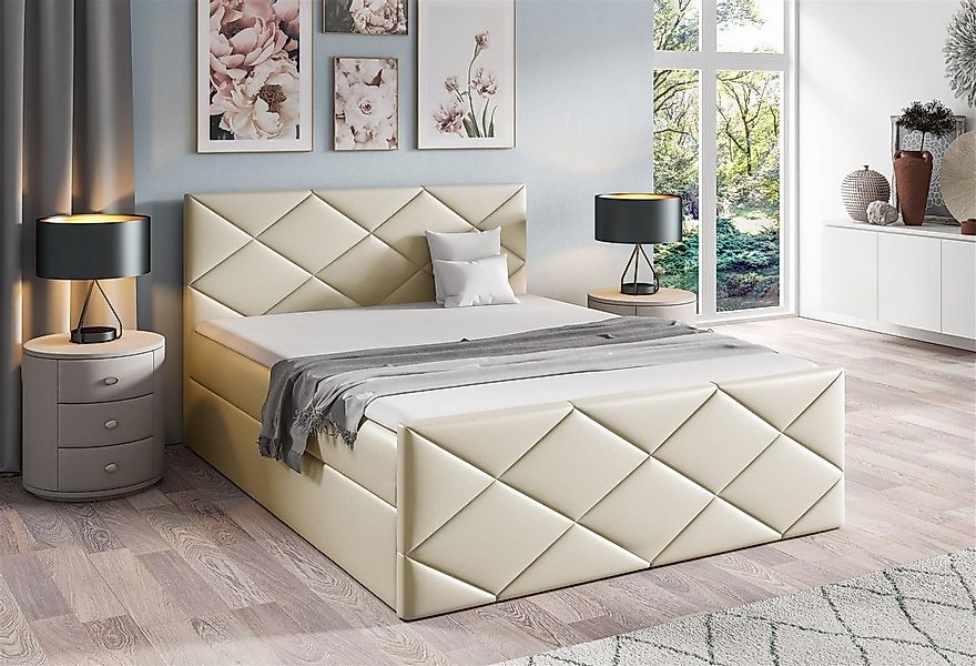 Fun Möbel Boxspringbett Boxspringbett Schlafzimmerbett KOSMOS 220 in Kunstl günstig online kaufen