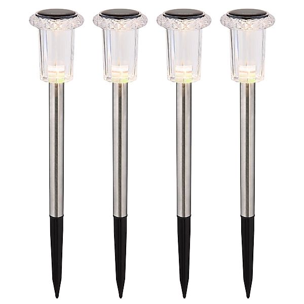Globo LED-Solarleuchte 33 cm x Ø 5,4 cm Edelstahl 4er Set günstig online kaufen