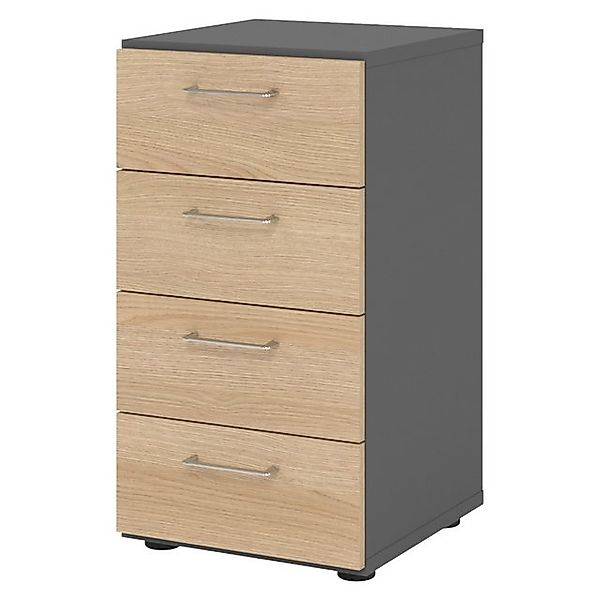 bümö Aktenschrank smart Schubladen Schrank - 4 Schübe Dekor: Graphit/Eiche günstig online kaufen