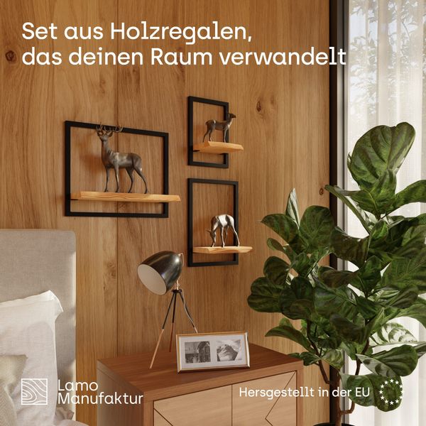 LAMO Manufaktur Wandregal Holz Set 3 günstig online kaufen