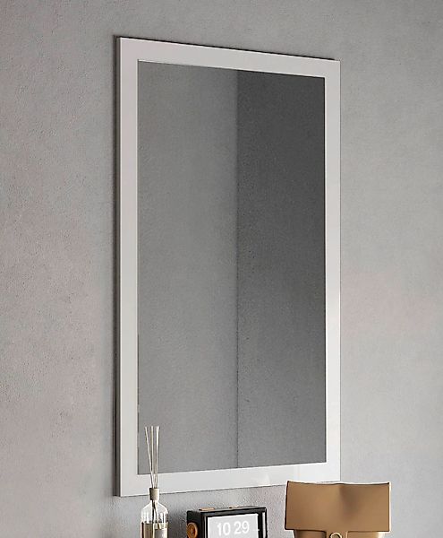 INOSIGN Garderobenspiegel »Breite x Höhe: 110 x 68 cm, mit Rahmen Weiss Hoc günstig online kaufen