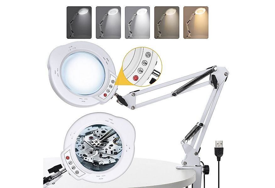 QUBEBU Lupenlampe Lupenleuchte 10X Lupenlampe Schreibtischlampe Lupe mit Li günstig online kaufen