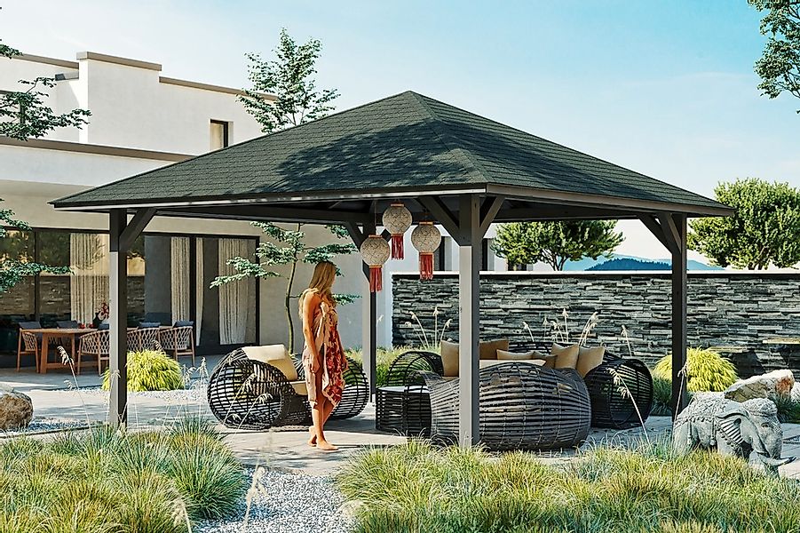 Skanholz Holzpavillon "Cannes 3", Leimholz, 424 x 424 cm günstig online kaufen