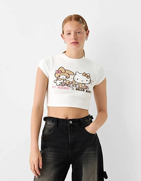 Bershka T-Shirt Hello Kitty & My Melody Mit Print Damen S Grbrochenes Weiss günstig online kaufen