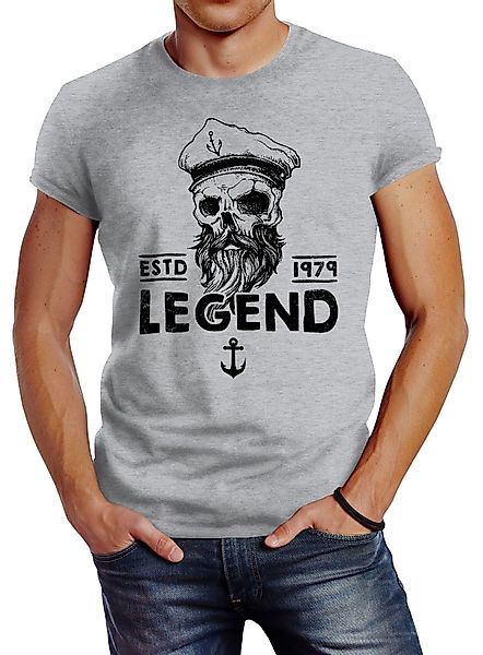 Neverless Print-Shirt Herren T-Shirt Skull Captain günstig online kaufen