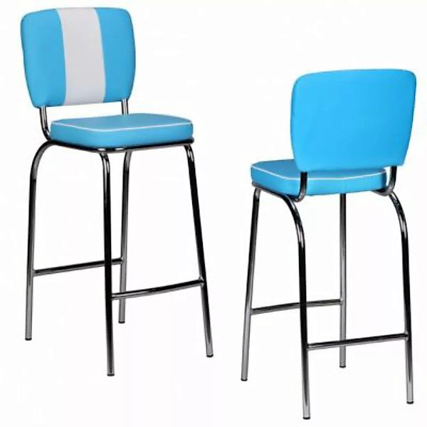 FineBuy 2er Set Barhocker American Diner 38 x 35 cm Sitzfläche blau günstig online kaufen