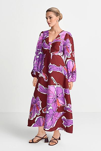 RICHROYAL Maxikleid aus Leinen-Mix, Allover Blumenprint günstig online kaufen