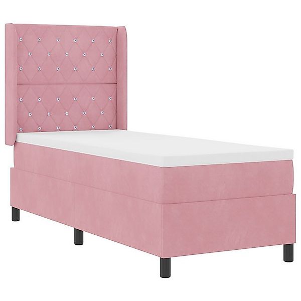 vidaXL Bett LED Boxspringbett mit Matratze Rosa 80x200 cm Samt (1-tlg) günstig online kaufen