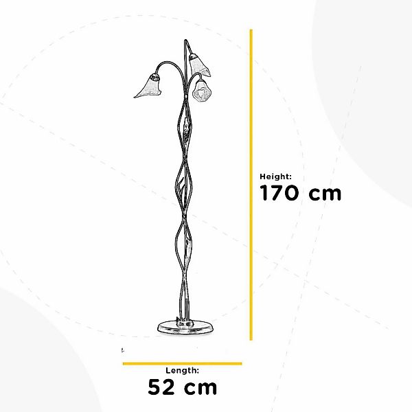 Stehleuchte Alga, 3-flammig, Eisen, Glas, Florentiner günstig online kaufen