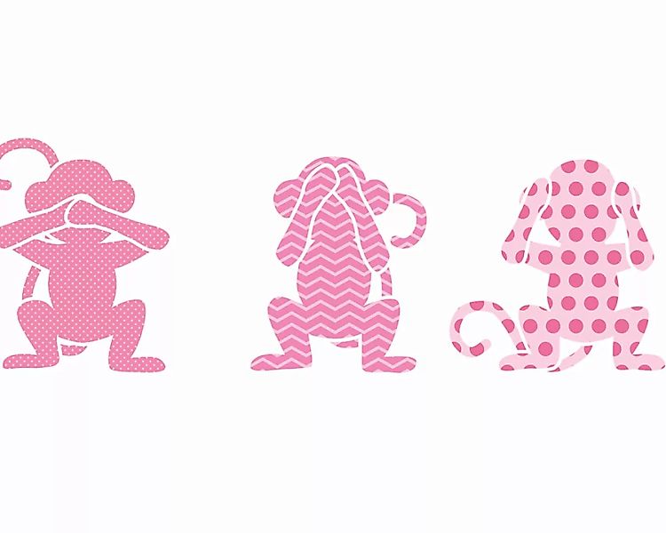 Fototapete "3 Affen pink" 4,00x2,50 m / Glattvlies Perlmutt günstig online kaufen