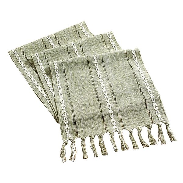 NUODWELL Tischläufer Boho Creme Landhausstil Quasten günstig online kaufen