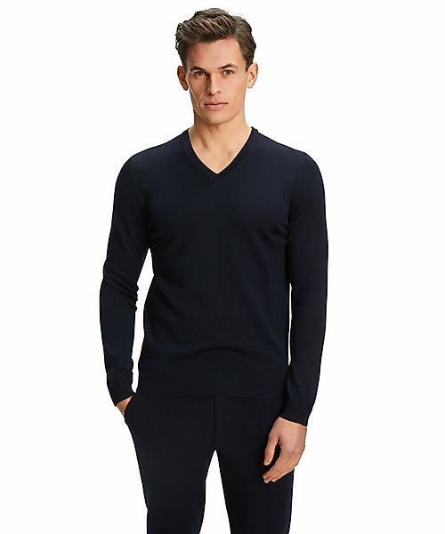 FALKE Herren Pullover V-Ausschnitt, L, Blau, Uni, Wolle, 60911-643704 günstig online kaufen
