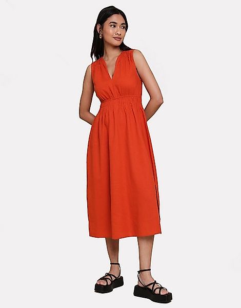 Threadbare Sommerkleid THB Peppercorn Linen Waisted Midi Dress mit figurbet günstig online kaufen