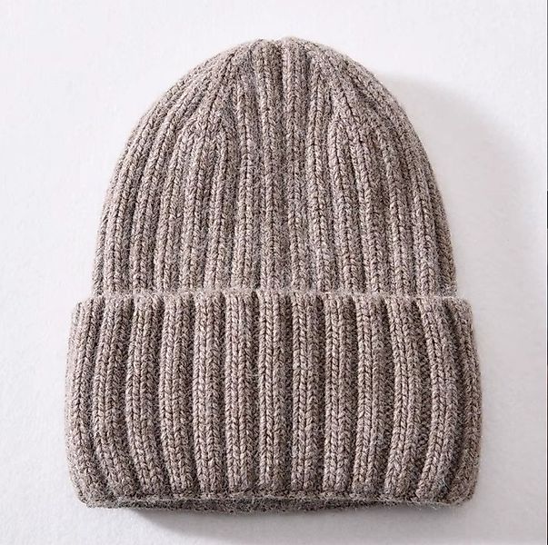 Runde Perlé Beanie Beanie warme Wintermütze 100% Merinowolle braun Beanie a günstig online kaufen
