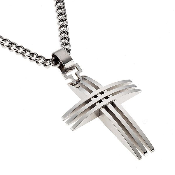 Zeeme Lange Kette Edelstahl mit Kreuz-Anhänger günstig online kaufen