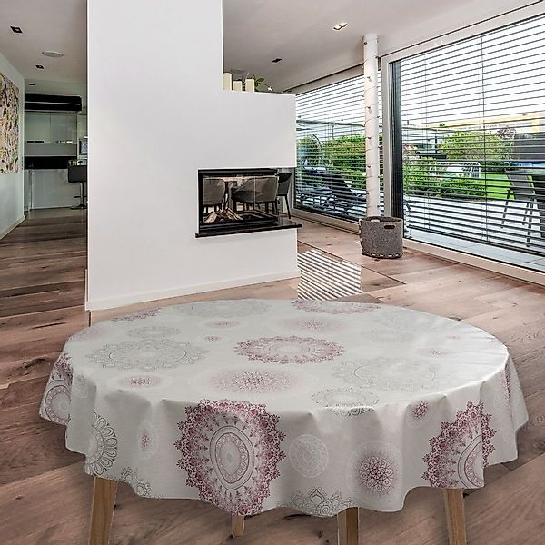laro Tischdecke Wachstuch-Tischdecken Mandala Grau Rund günstig online kaufen