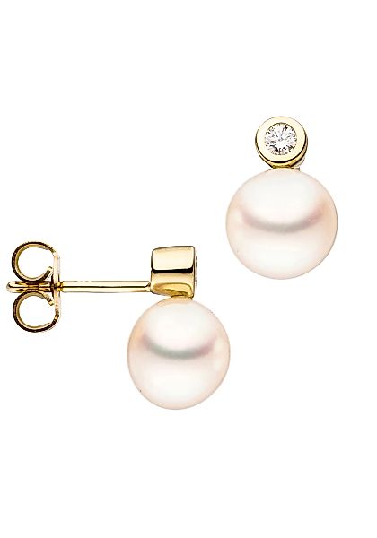 JOBO Perlenohrringe "Ohrringe mit Perlen und Zirkonia", 333 Gold günstig online kaufen