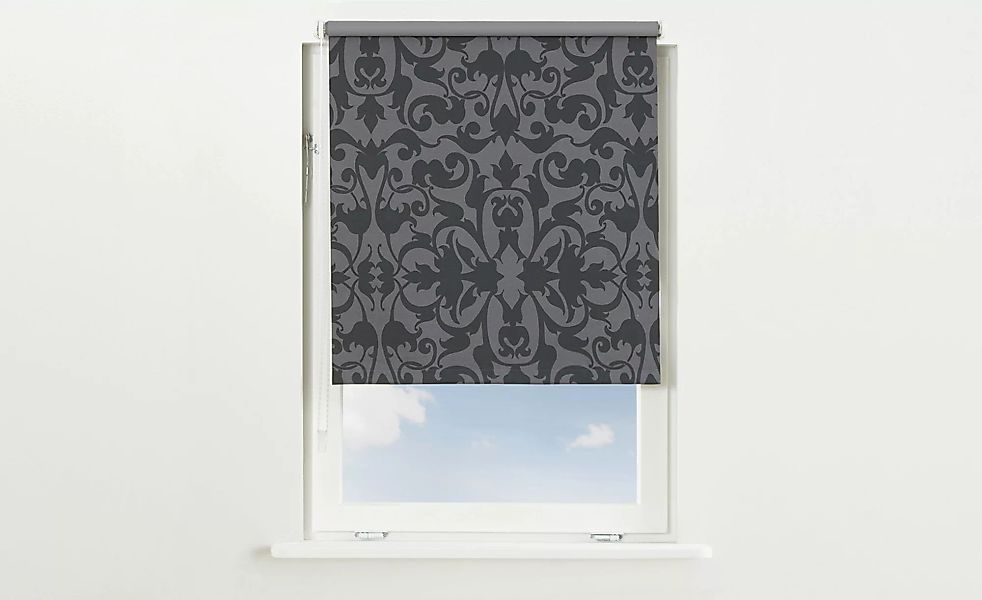 Seitenzugrollo  Ornamente - grau - 100% Polyester, Polyester - 92 cm - Gard günstig online kaufen