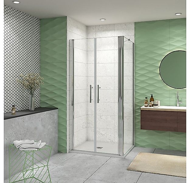 duschspa Eckdusche 195cm Duschkabine Schwingtür Pendeltür Drehtür Duschtür, günstig online kaufen