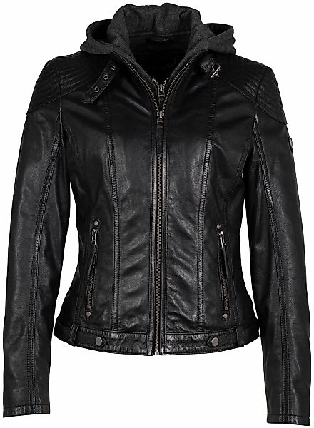 Mauritius Lederjacke "Cacey LEGV" mit Kapuze mti Kapuze, Reißverschluss, Zi günstig online kaufen