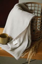 framsohn frottier Wohndecke "Bio Flanell Wohndecke Fischgrät" in dezenten F günstig online kaufen