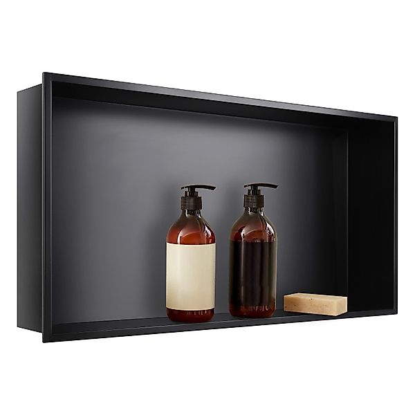 PRIISF Duschwand Duschnische Edelstahl Schwarz Wandnische günstig online kaufen